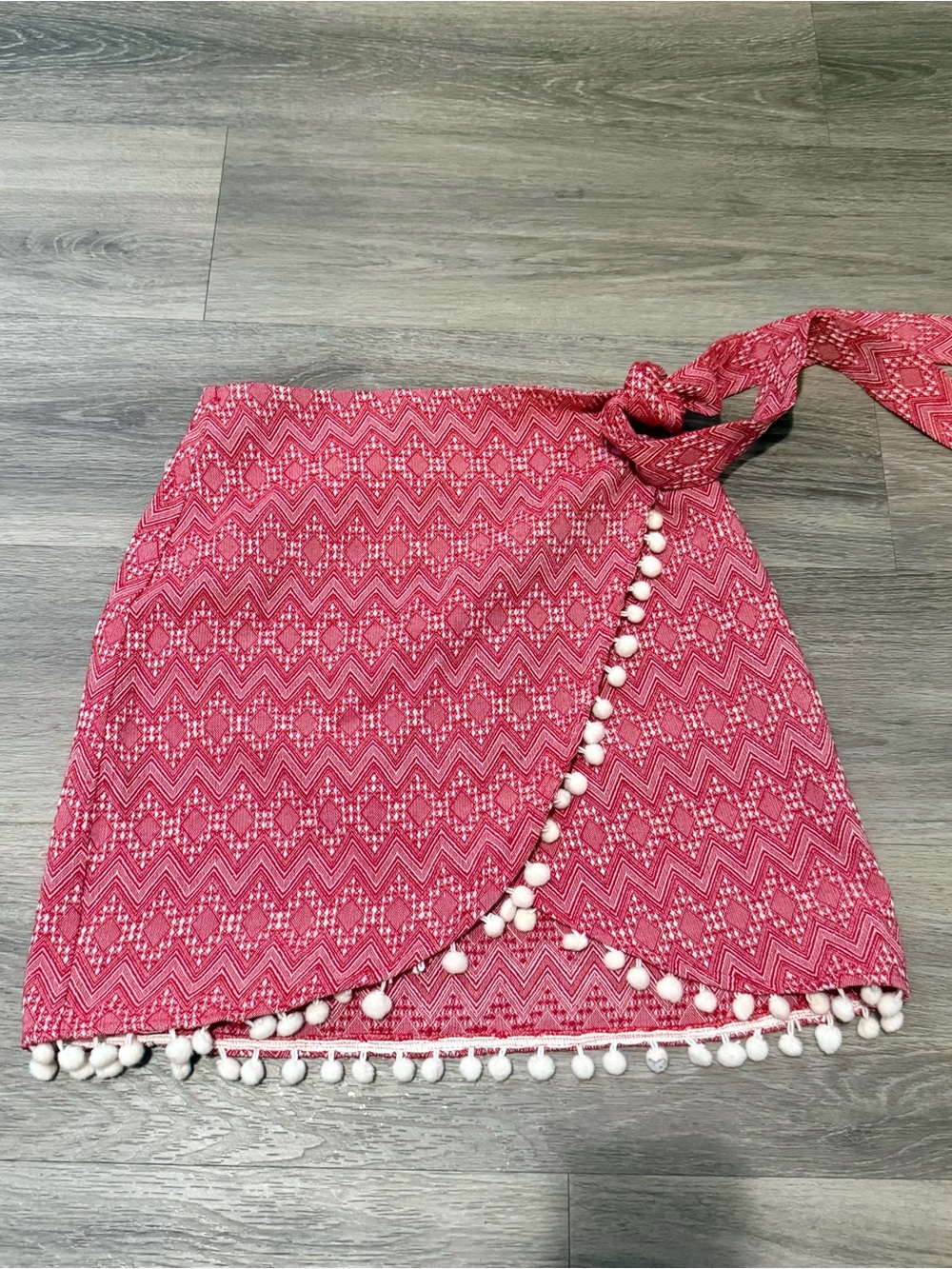 ASOS Red and White Chevron Knit Mini Skirt